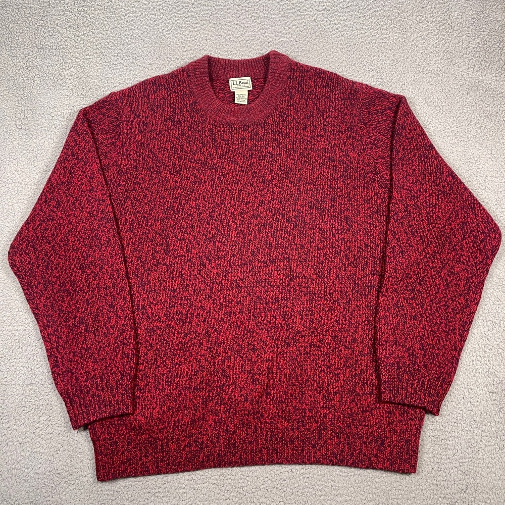 Vintage LL Bean Sweater Mens XXL Reg Red Lambs 100% Wool Heavyweight Cozy Knit